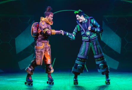 Jeevan Braich (Rusty) and Jaydon Vijn (Hydra) in Starlight Express.
