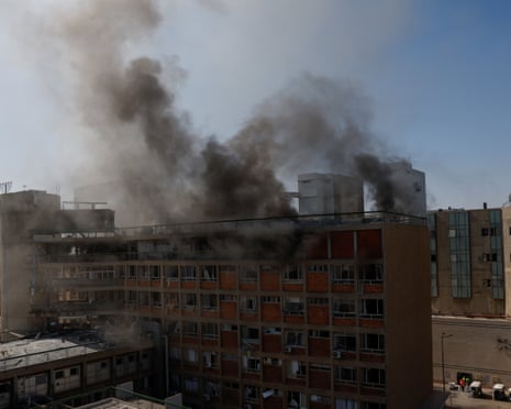 Smoke rises from Soroka Medical Center