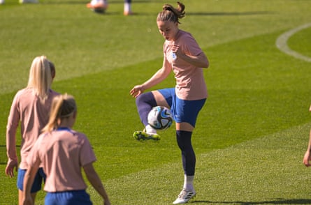 Niamh Charles training with England in Australia.
