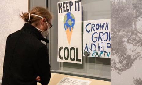 The placard created by a student featuring a melting ice cream, which is to be taken down from the Science Museum’s “Our Future Planet” exhibition.