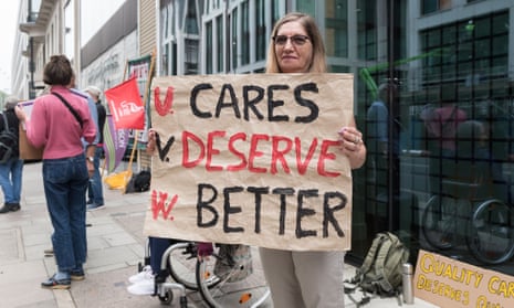 Campaigners and social care workers demonstrate for improved pay and conditions, London, September 2021