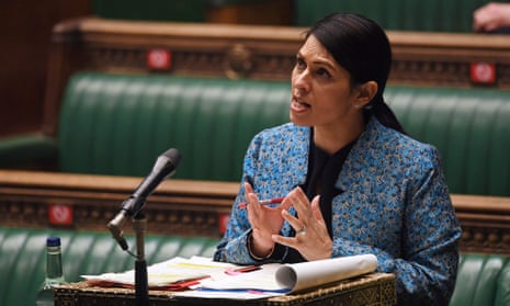 Home Secretary Priti Patel speaks during the debate on the second reading of the government’s police, crime, sentencing and courts bill, on 15 March.