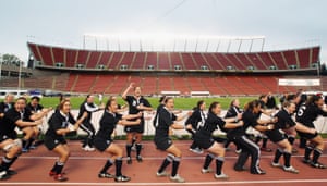 The New Zealand Black Ferns perform the Haka after their victory over England in the 2006 Rugby World Cup final.