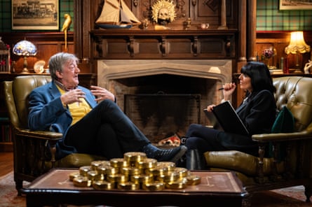 Stephen Fry in Celebrity Traitors.