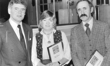 British Press awards winners for their work in 1982: from left, Terry Coleman, columnist Polly Toynbee and business journalist Philip Kleinman.