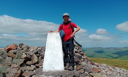 The author on the summit of Windy Gyle, in the Cheviots.