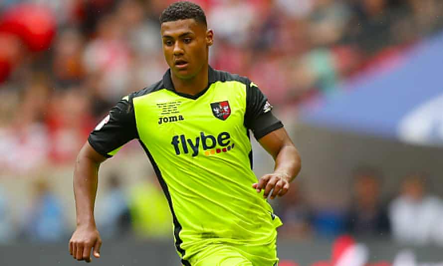 Ollie Watkins in his final game for Exeter, the 2017 League Two play-off final against Blackpool at Wembley