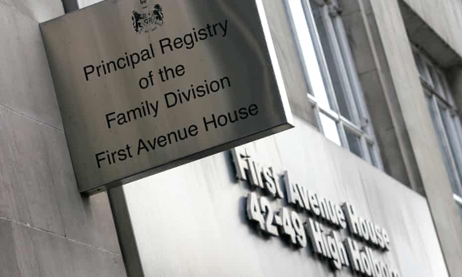 Family division sign at the high court in High Holburn, London