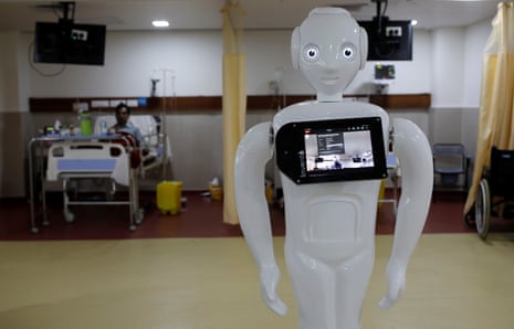 Robots such as Mitra are being used to reduce risk of infection for medical staff.