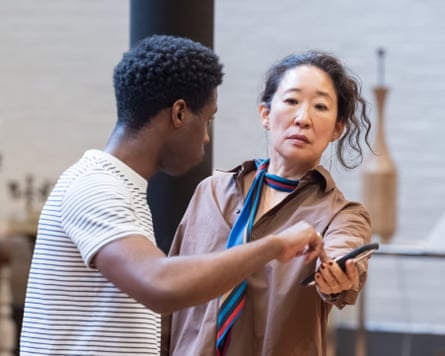 Freddie MacBruce and Sandra Oh in rehearsals for The Misanthrope