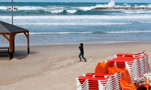 A near-deserted beach in Tel Aviv