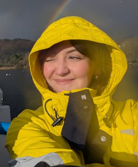 Becky in a yellow mac