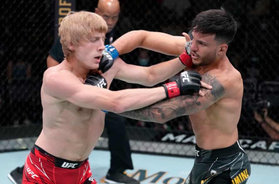 Paddy Pimblett goes up against Luigi Vendramini in Las Vegas last year.