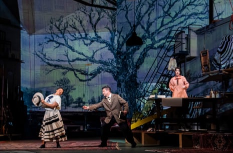 Roseline Wilkens (Euridice), Krystian Adam (Orfeo) and Francesca Aspromonte (La Musica / Euridice) in L’Orfeo by Monteverdi @ Glyndebourne.