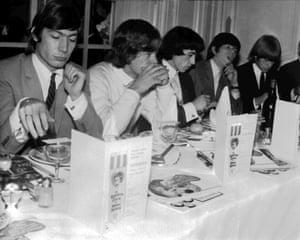 The Rolling Stones eat lunch at the Savoy Hotel in London, on 12 September 1964