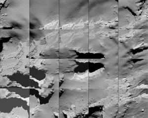 A sequence of images captured by Rosetta during its descent to the surface of the comet