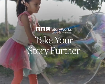 Girl plays with bubbles in a BBC Storyworks-branded film