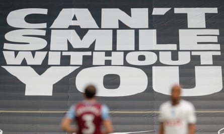 A banner in the stands at the Tottenham Hotspur Stadium for the game against West Ham last week.