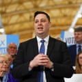 Ben Houchen, mayor of the Tees Valley, in suit and tie holding hands together