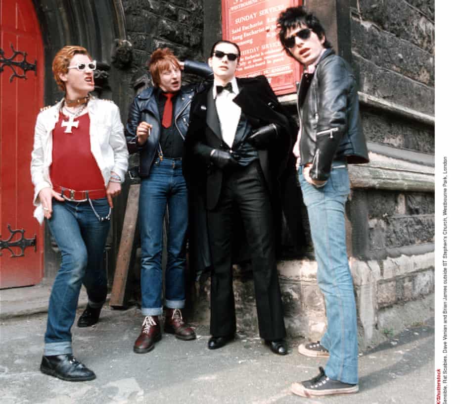 ‘It was just chaos every night’ … Captain Sensible, Rat Scabies, Dave Vanian and Brian James outside a church.