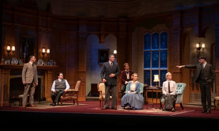 The Australian cast of The Mousetrap performing on stage in a living room set 