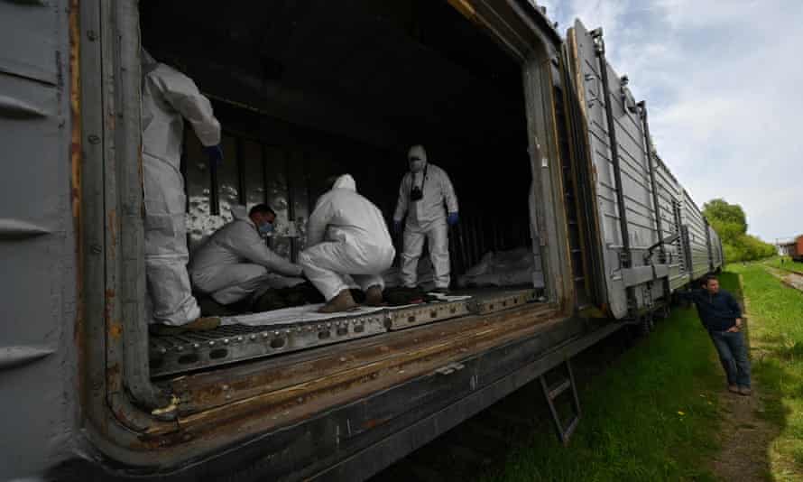 To date, more than 230 Russian bodies have been collected and stored in Ukraine, with the vast majority of the bodies found in the capital’s outskirts.
