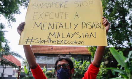 Anti-death penalty activists protest about the execution of Nagaenthran K. Dharmalingam outside parliament in Kuala Lumpur, Malaysia.