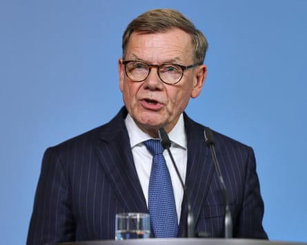 Germany's foreign minister, Johann Wadephul, speaking at a press briefing