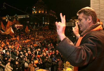 Viktor Yushchenko after winning the re-run of the 2004 presidential election in Ukraine.