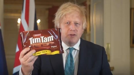 Boris Johnson claims Australia trade deal will bring 'reasonably priced' Tim Tams to UK – video