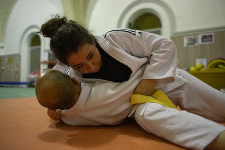 Nihal practising judo and boxing.