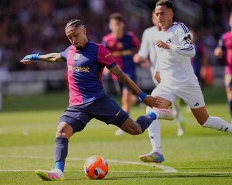 Barcelona see off Mbappé-inspired Real Madrid in seven-goal thriller to close on title