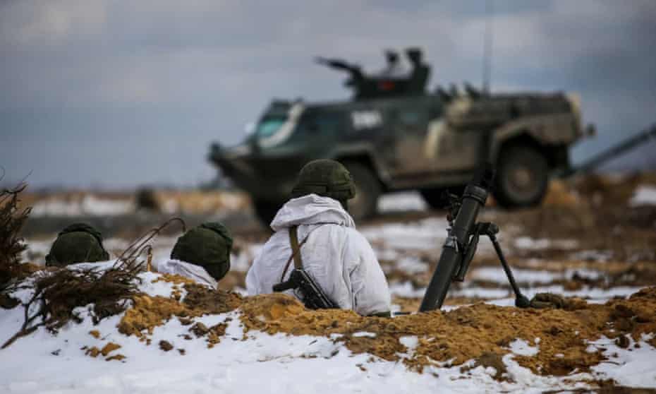 Russian and Belarusian troops at a joint combat training exercise