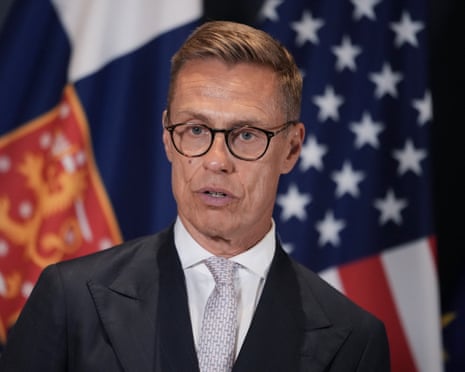 Finnish president Alexander Stubb at a press conference at Finland’s embassy in Washington DC after the White House meeting