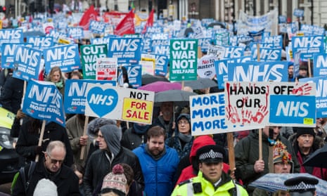 People march through London in February calling for greater NHS funding
