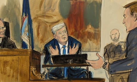 Trump on the witness stand in the courtroom sketch that drew criticism on Fox News.