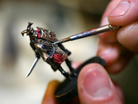 A Warhammer figure being painted