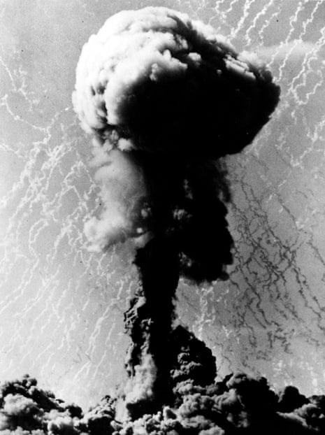 The mushroom cloud produced by the first British atomic test blast at Maralinga in South Australia