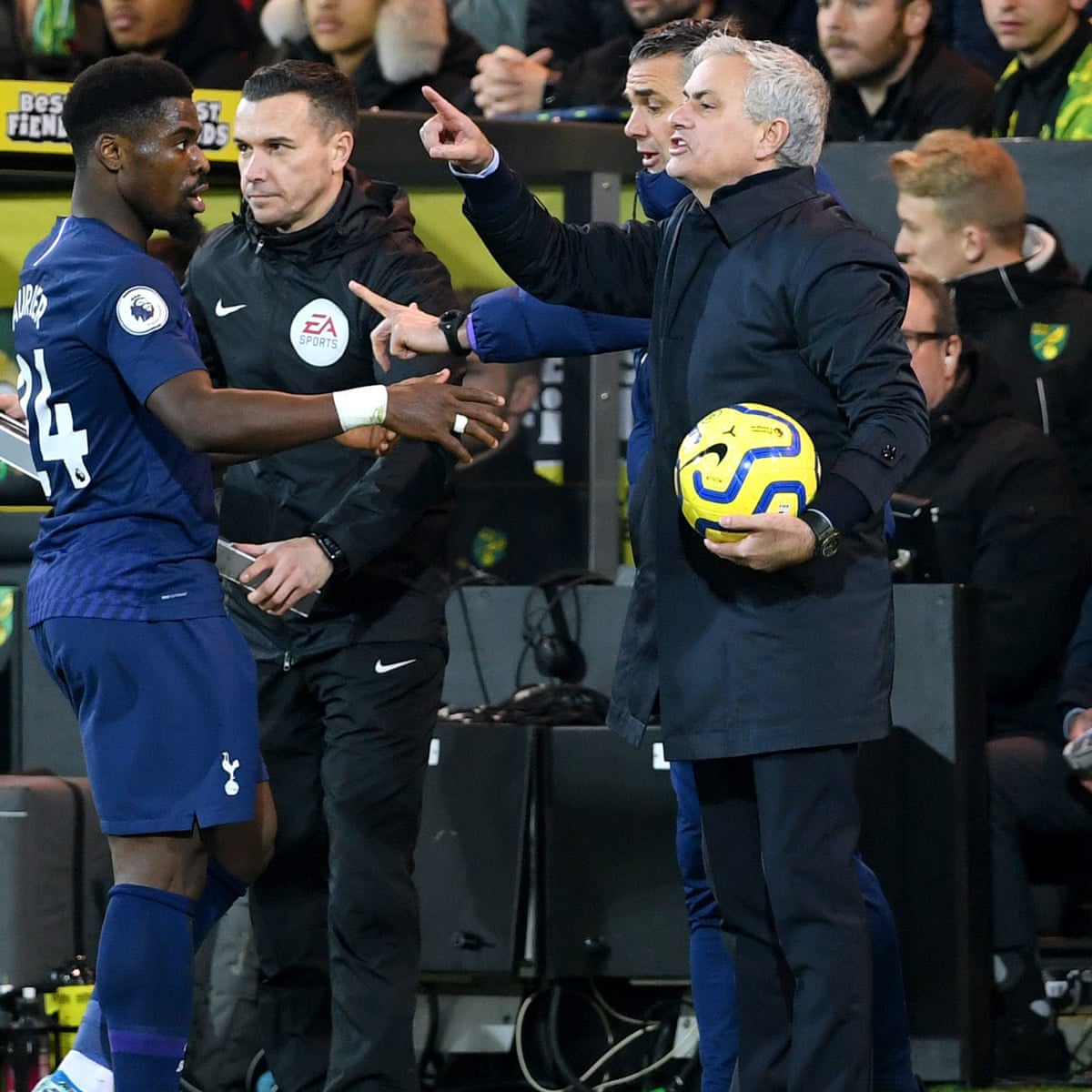 Jose Mourinho Berates Tottenham Defenders For Mistakes At Norwich Tottenham Hotspur The Guardian