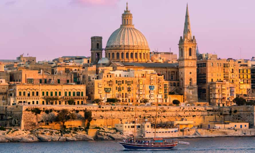 Valletta at dusk.