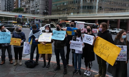 Protesters in Taipei.
