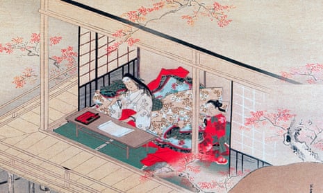 Razor-sharp observations … a woodcut of Murasaki Shikibu by Choshun Miyagawa (1602-1752).