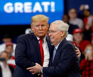 Trump and Mitch McConnell at the president’s rally in Kentucky last night