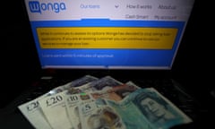 The home page of Wonga’s company website with a message stating that they have stopped taking new loan applications