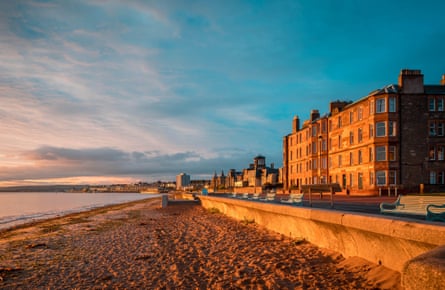Portobello beach and promenade look out across the Firth of Forth and over to Fife