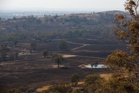 A charred landscape is shown on January 12, 2026