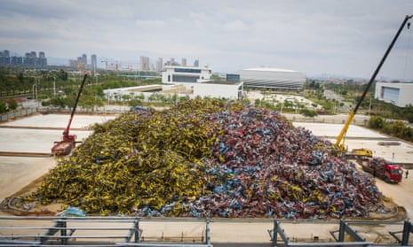 Thousands of share bikes laid to rest in the south-eastern Chinese city of Xiamen.