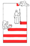 people painting a flag