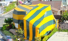 Nieghborhood House Being Fumigated<br>A house in the nieghorhood, tented for a termite treatment