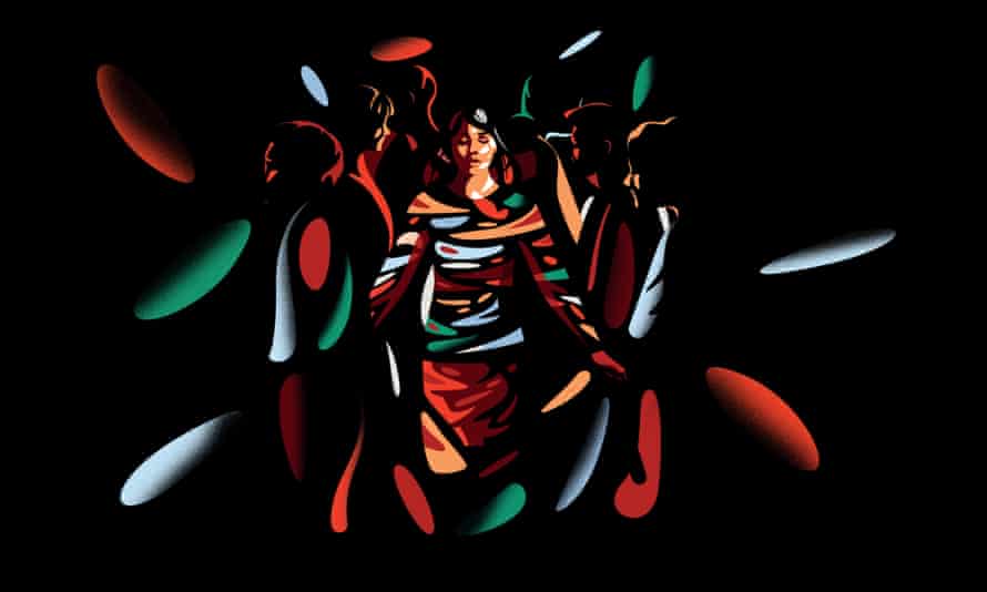 woman surrounded by others’ feelings